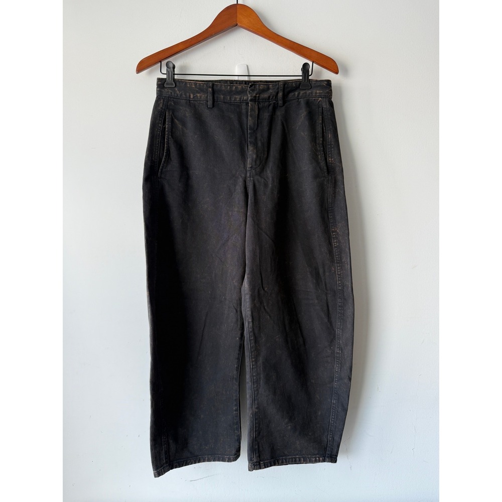 GAP Barrel Leg Jeans Womens 4 Washed Black Garment Dyed High Rise Cotton Twill